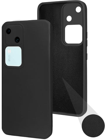 For Vivo V30 5G Back Cover Case (Matte Finish Silicone with Inside Fiber Cloth)