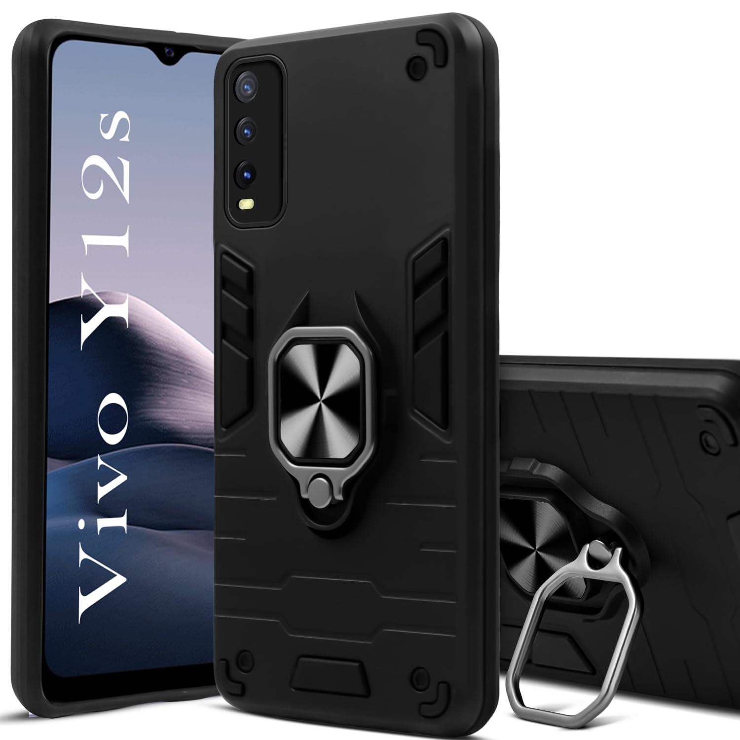 For Vivo Y12s Back Cover Case (Shockproof Polycarbonate Dual Layer Hybrid Armor)