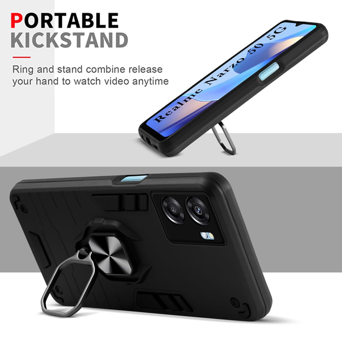 For Realme Narzo 50 5G Back Cover Case (Shockproof Dual Hybrid Armor)