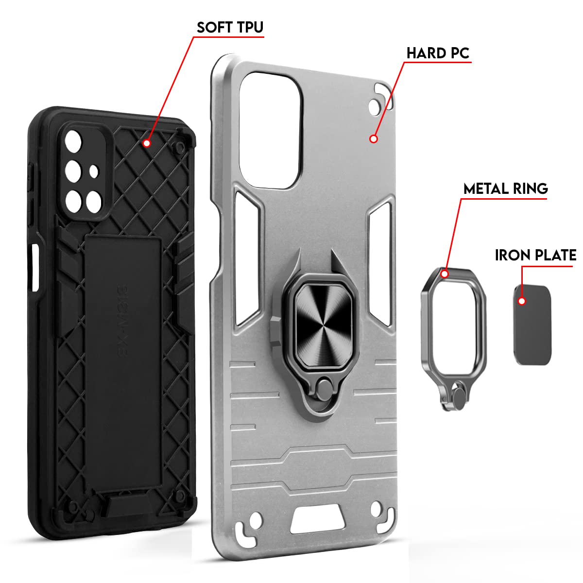 For OnePlus Nord 2T 5G Back Cover Case (Shockproof Polycarbonate Dual Layer Hybrid Armor)