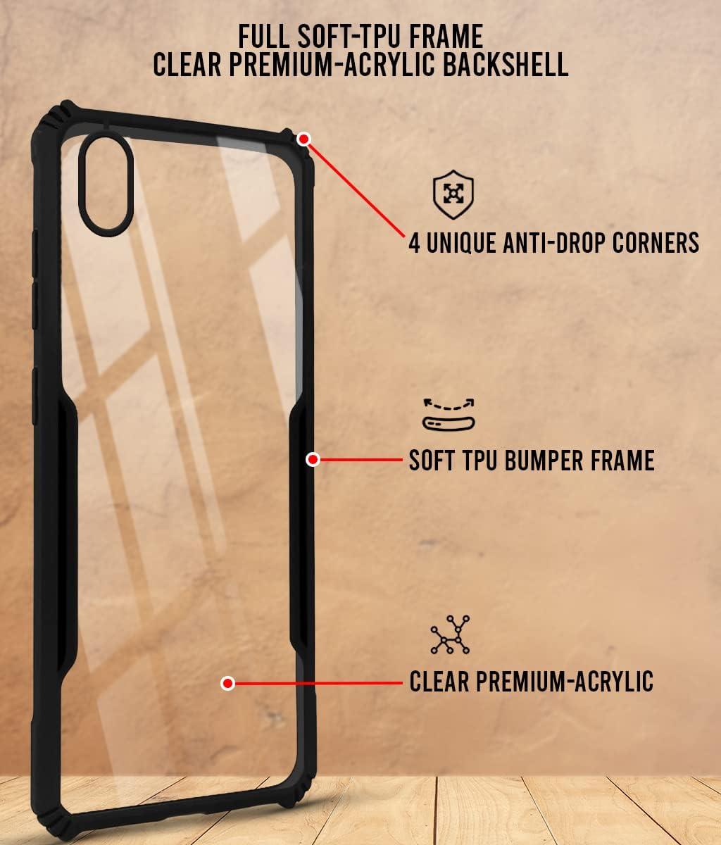 For Samsung Galaxy M01 Core Back Cover Case (Shockproof with Polycarbonate Clear Panel | Professional Black)