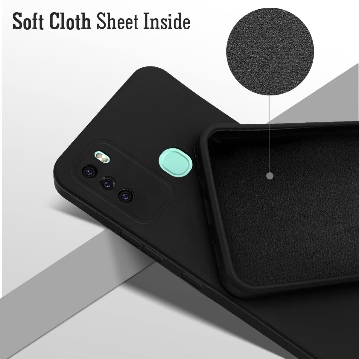 For Itel Vision 2 Back Cover Case (Matte Finish Silicone with Inside Fiber Cloth)