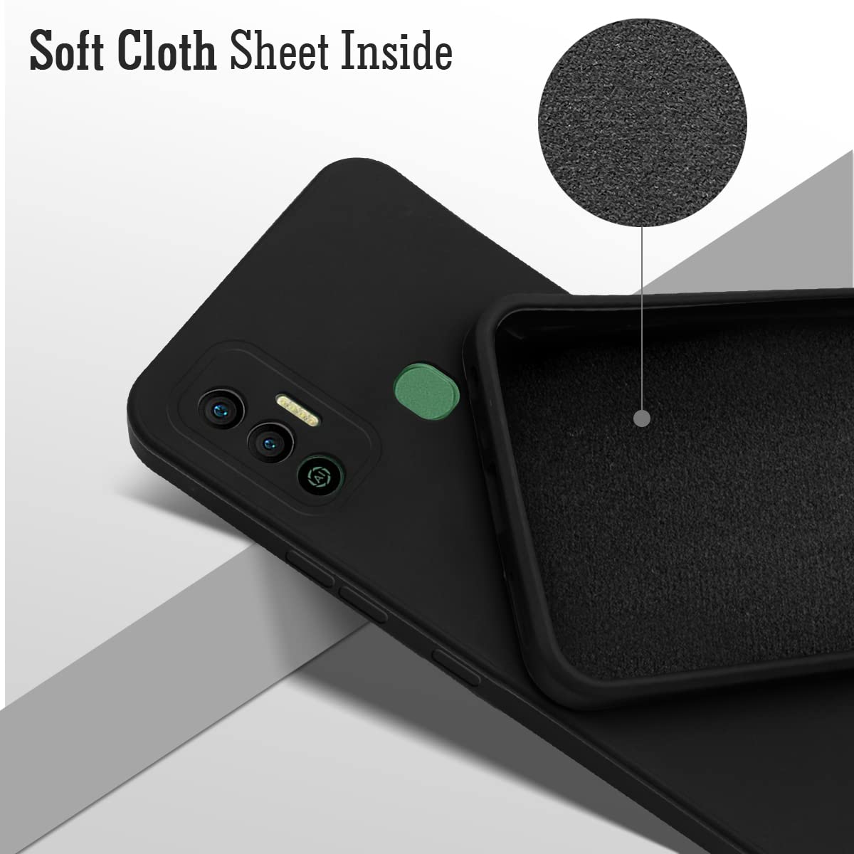 For Tecno Spark 7 | 7T Back Cover Case (Matte Finish Silicone with Inside Fiber Cloth)