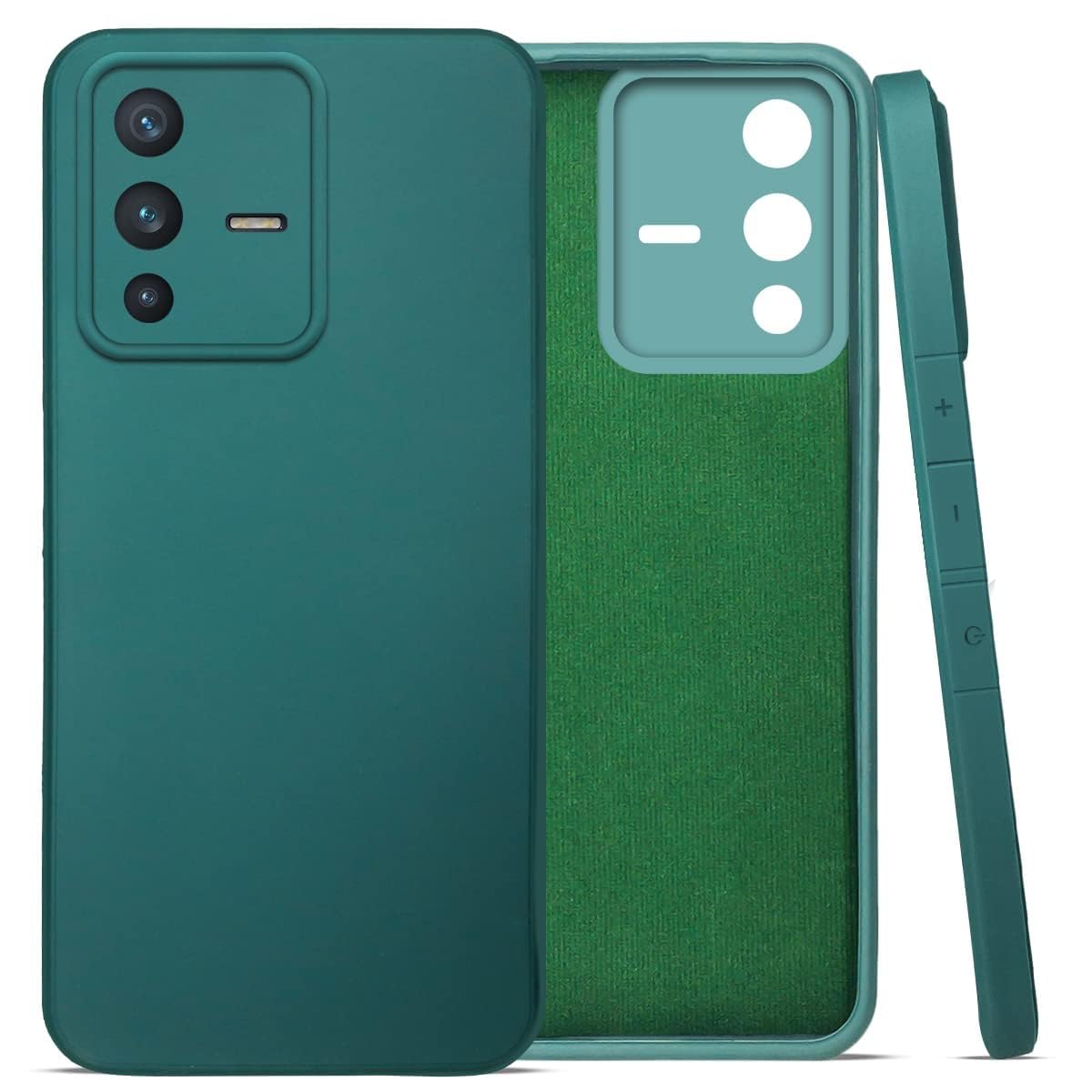 For Vivo V23 Pro 5G Back Cover Case (Matte Finish Silicone with Inside Fiber Cloth)