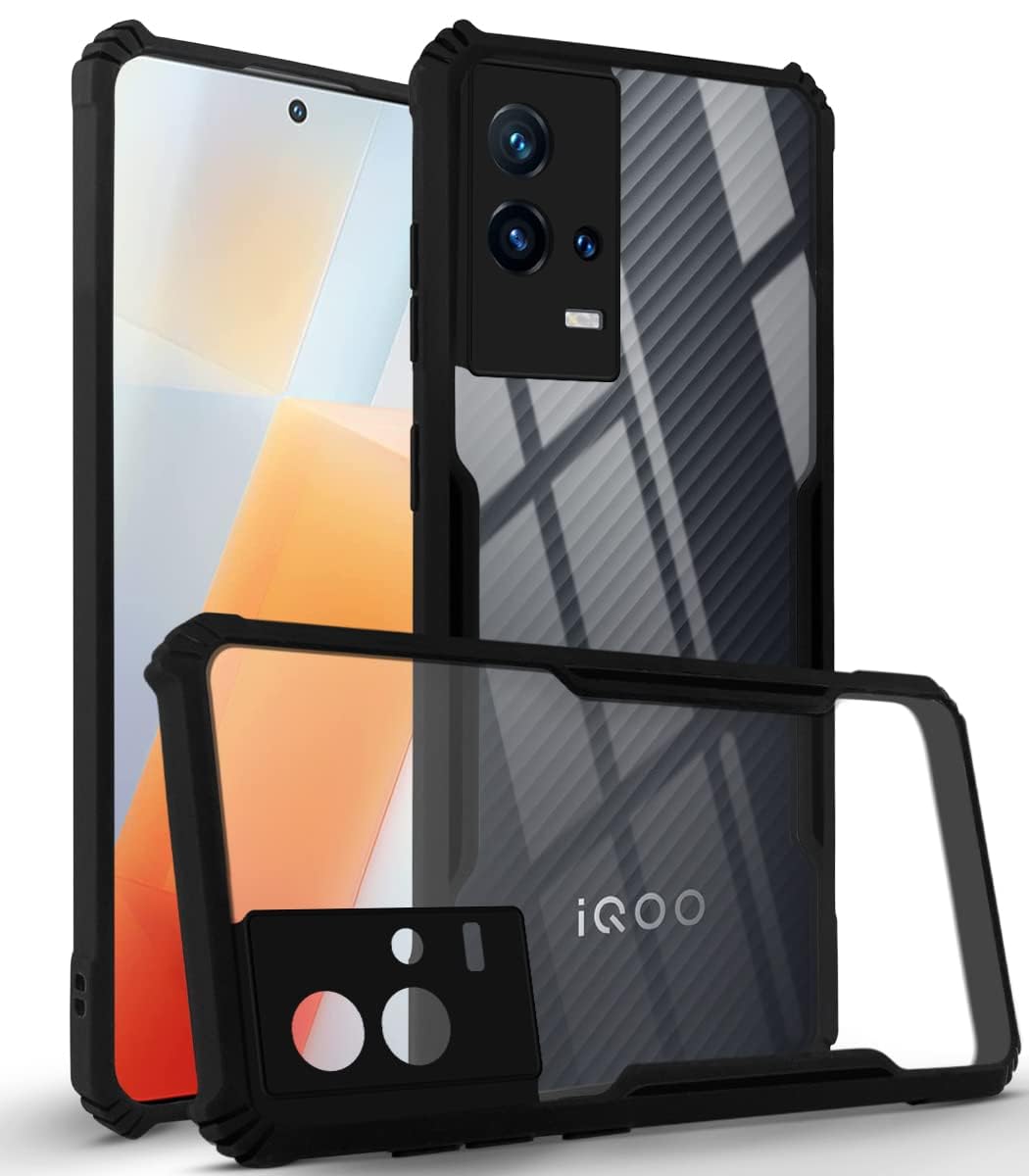 For Vivo iQOO 9 5G Back Cover Case (Shockproof with Polycarbonate Clear Panel)