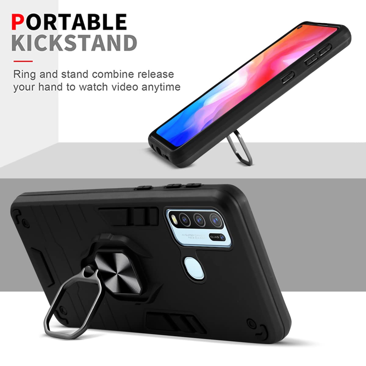 For Vivo Y30 Back Cover Case (Shockproof Polycarbonate Dual Layer Hybrid Armor)