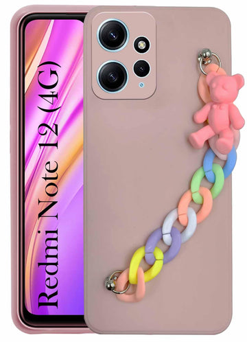 For Xiaomi Redmi Note 12 4G Back Cover Girls Case with Bracelet (Wrist Hanging Chain | Teddy Toy Cartoon)