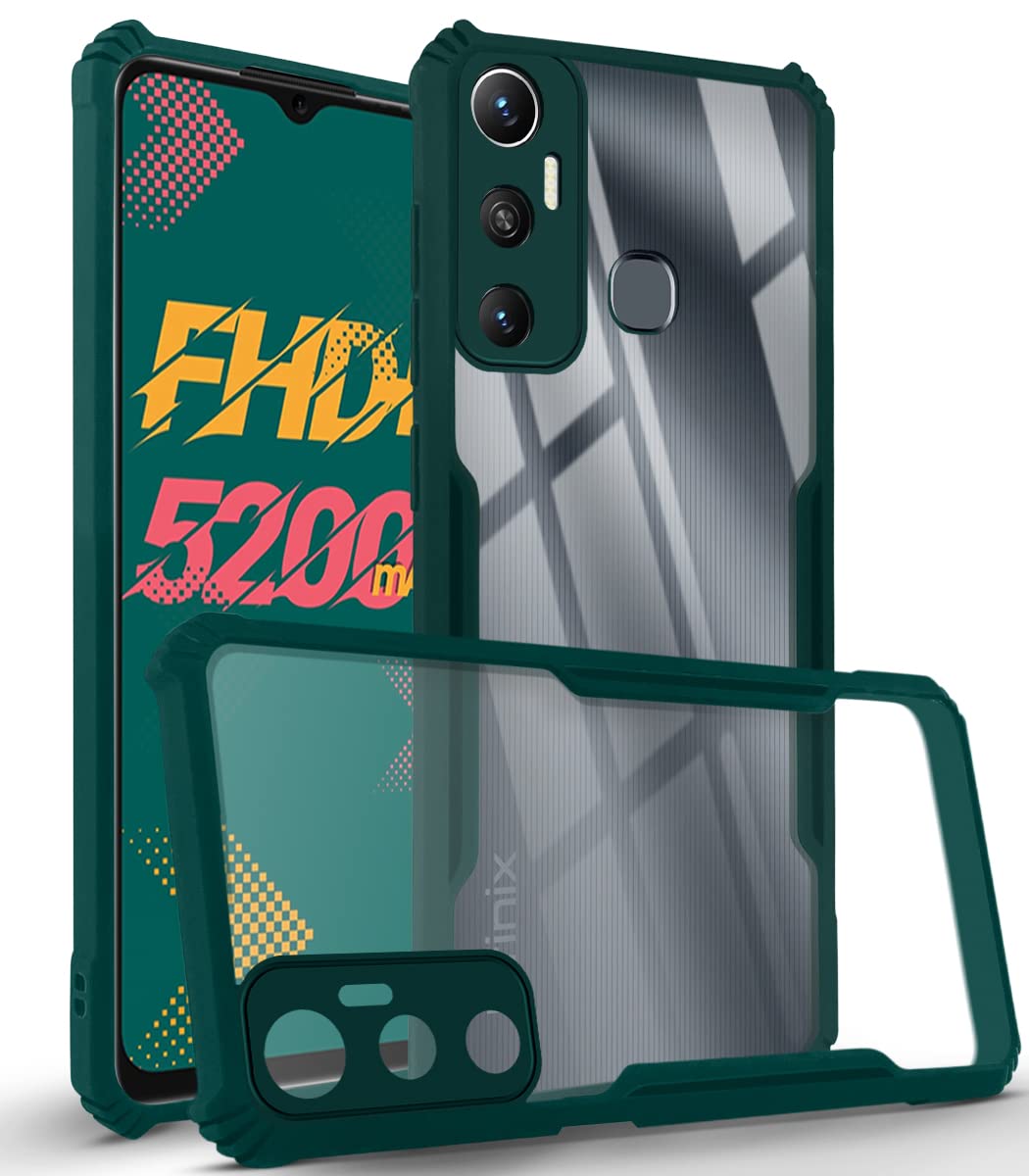 For Infinix Hot 11 Back Cover Case (Shockproof with Polycarbonate Clear Panel )