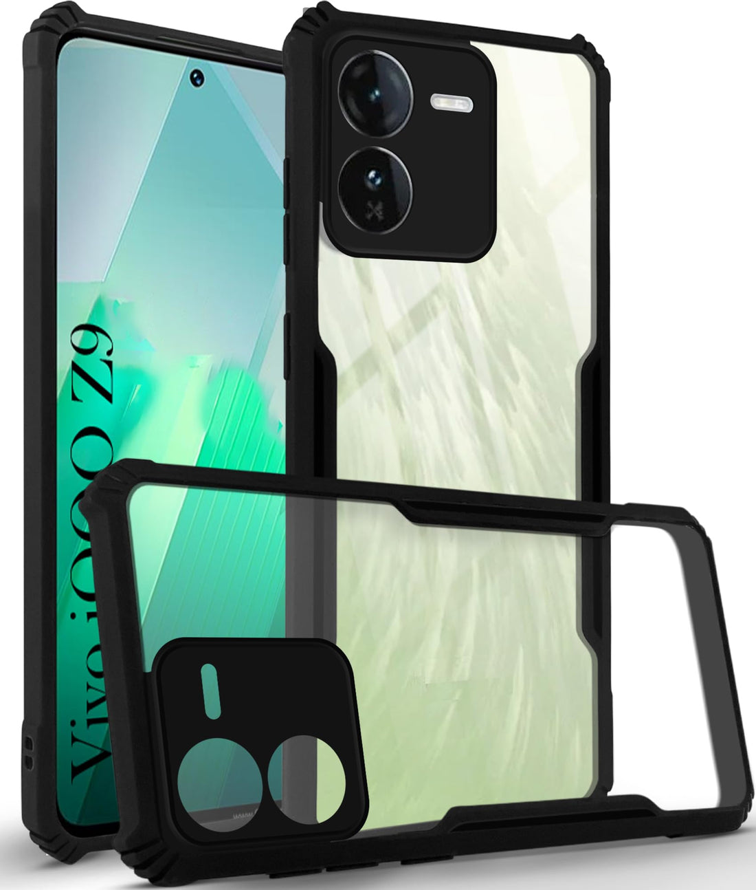 For Vivo IQOO Z9 5G Back Cover Case (Shockproof with Polycarbonate Clear Panel)