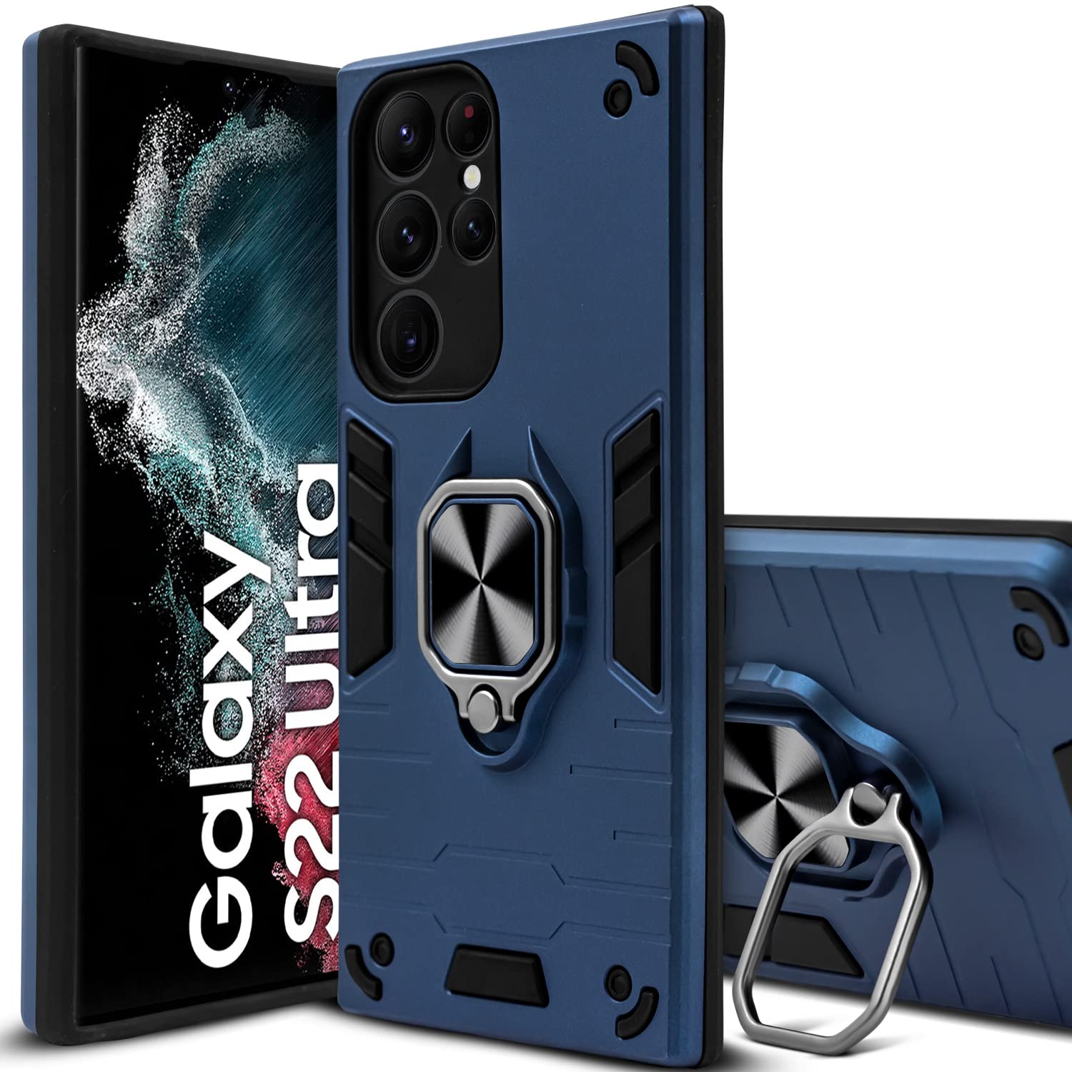 For Samsung Galaxy S22 Ultra 5G Back Cover Case (Shockproof Dual Layer Hybrid Armor | Iron Black)