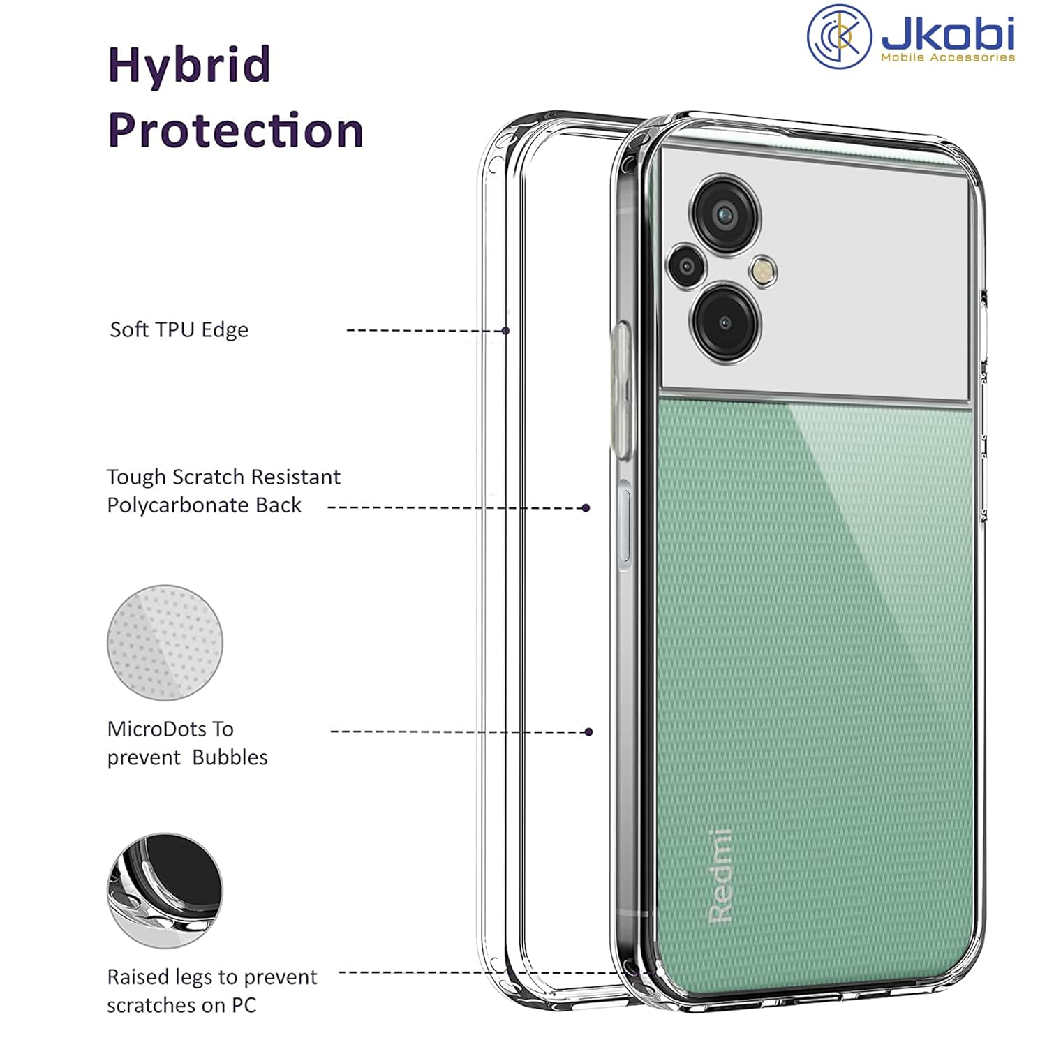 For Xiaomi Redmi 11 Prime Back Cover (Silicone Clear Shockproof Case with Camera Protection | Soft and Flexible)