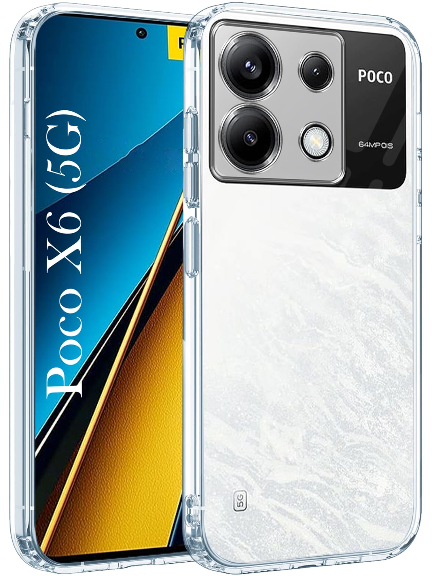 For Poco X6 5G Back Case Cover (Silicone Clear Shockproof Case | Camera Protection | Soft and Flexible)