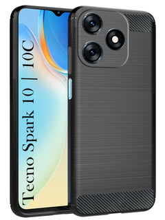 For Tecno Spark 10 | Tecno Spark 10C Back Cover Case (Hybrid Armor Case | Carbon Fiber Shockproof | Soft and Flexible)