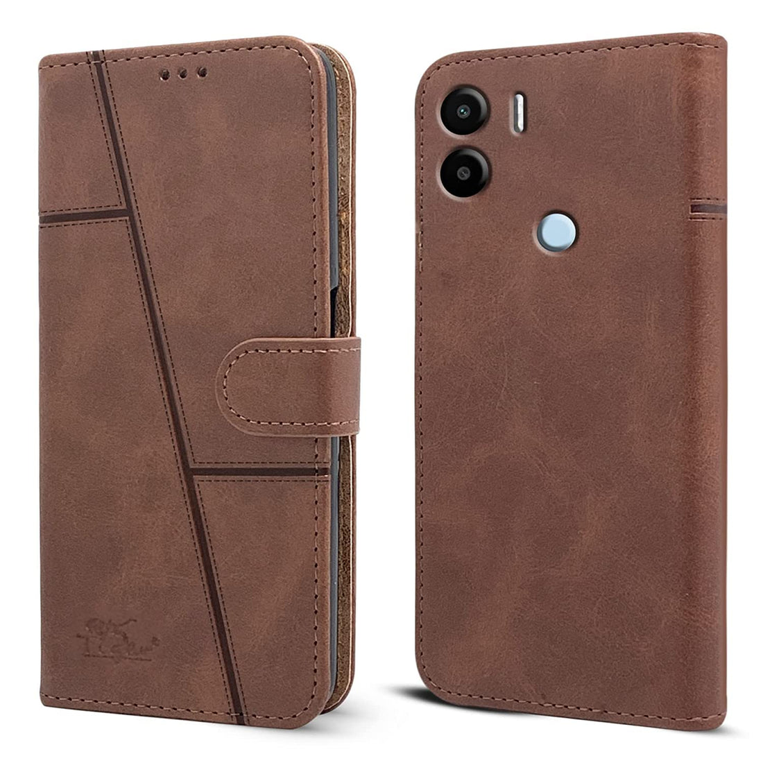 For Xiaomi Redmi A1 Plus | A2 Plus Flip Cover Case (Stitched Leather Finish | Inner TPU | Foldable Stand | Wallet Card Slots)