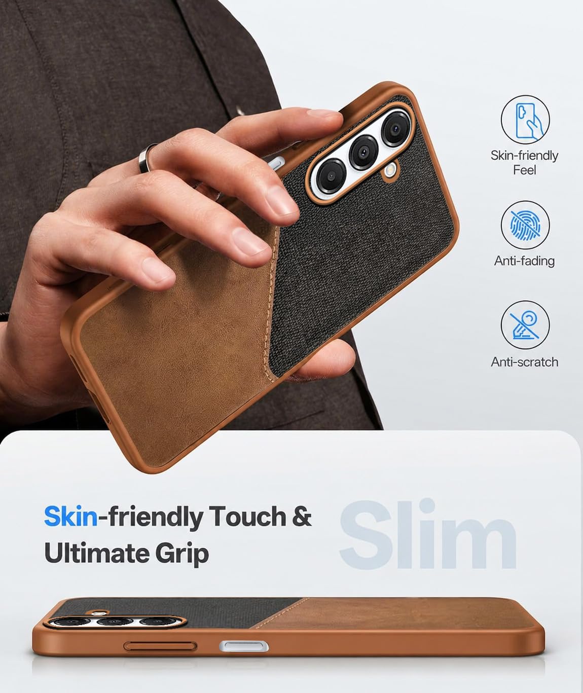 For Samsung Galaxy A16 5G Back Cover Case (Dual PU Leather Stitch | Professional Minimalist | Soft and Flexible)