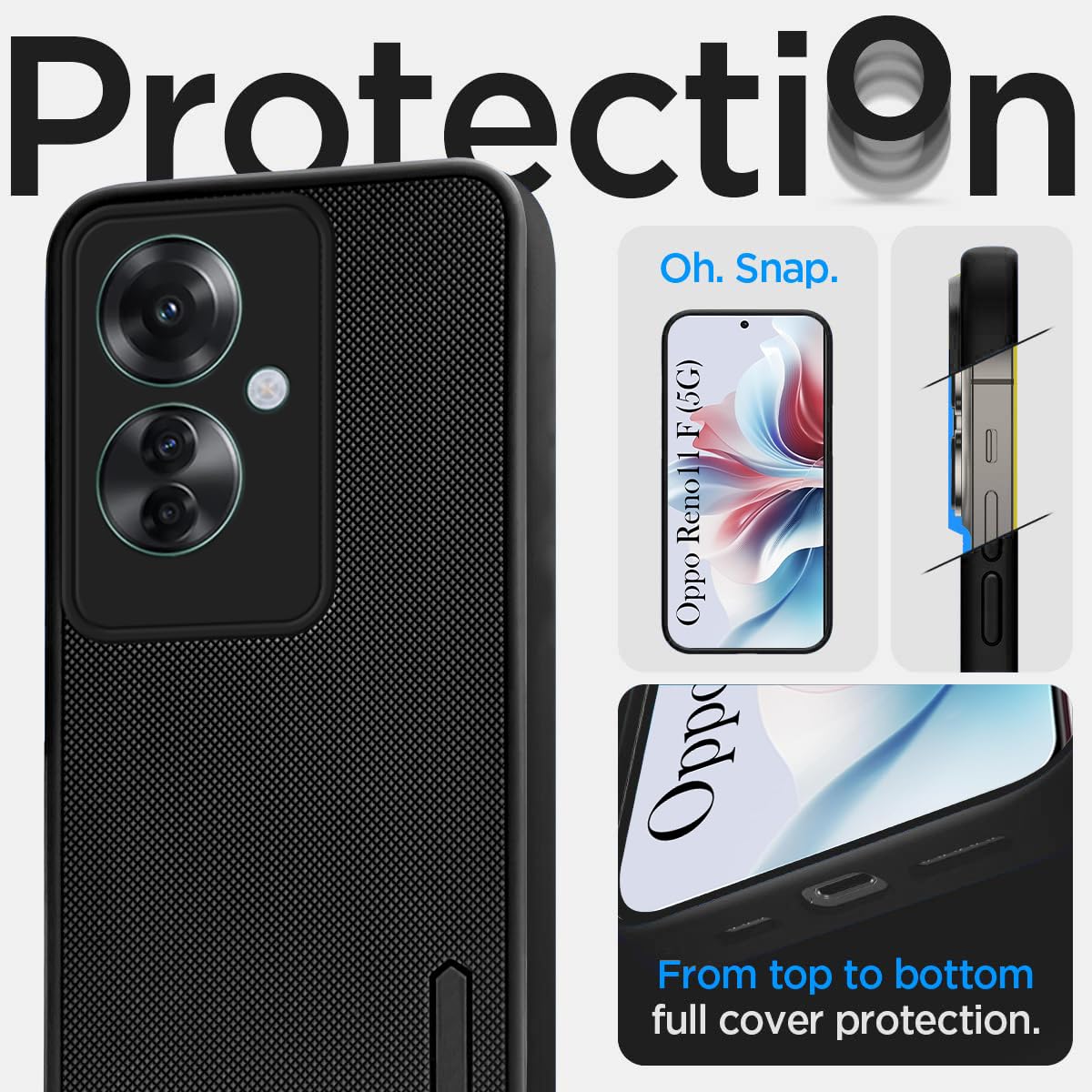 For Oppo Reno11 F 5G | Oppo Reno 11F 5G Back Cover Case Rubberised (Textured Grip Design| Micro-Fiber Cloth Inside | Slim and Light Weight | Soft Touch and Feel)