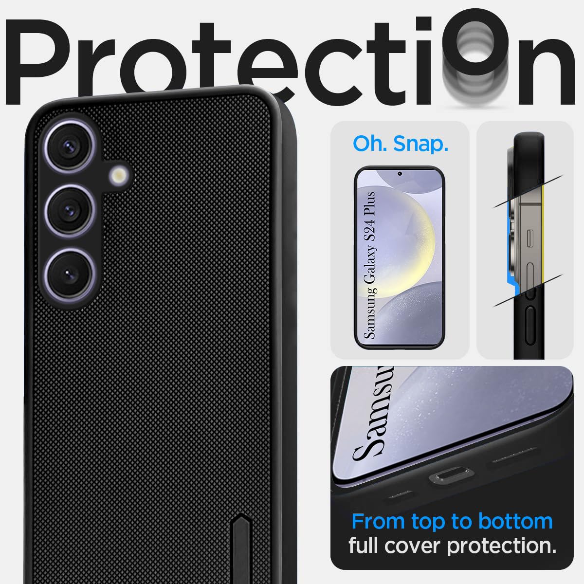 For Samsung Galaxy S24 Plus Back Cover Case (Textured Grip Design | Micro-Fiber Cloth Inside | Slim and Light Weight | Soft Touch and Feel | Black)