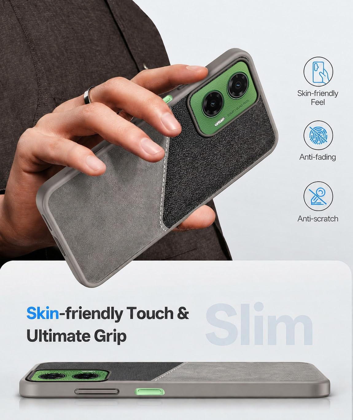 For Motorola Moto G35 Back Cover Case (Dual PU Leather Stitch | Professional Minimalist | Soft and Flexible)
