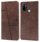 For Oppo A32 Flip Cover Case  (Stitched Leather Finish | Magnetic Closure | Inner TPU | Foldable Stand | Wallet Card Slots)