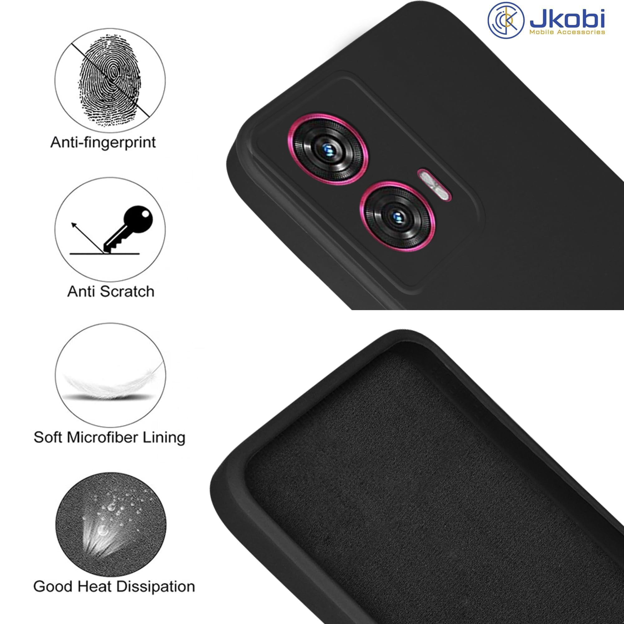 For Motorola Moto Edge 60 Back Cover Case (Matte Finish Silicone with Inside Fiber cloth)