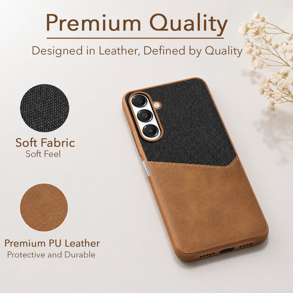For Samsung Galaxy A16 5G Back Cover Case (Dual PU Leather Stitch | Professional Minimalist | Soft and Flexible)