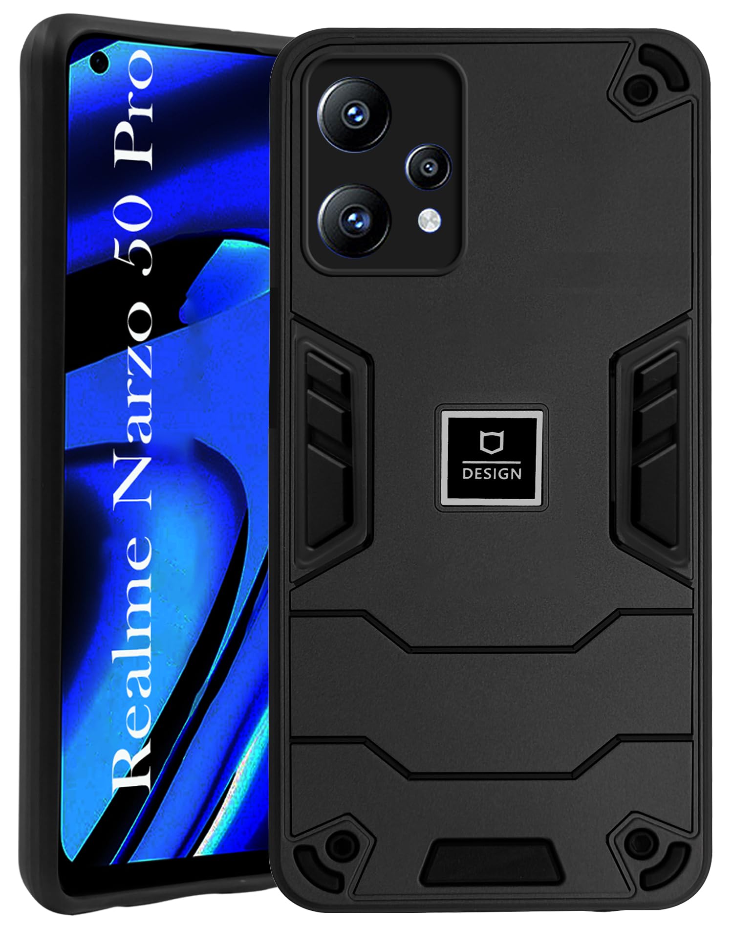 For Realme Narzo 50 Pro Back Cover Case (Lightweight Hybrid Armor Shockproof Polycarbonate)