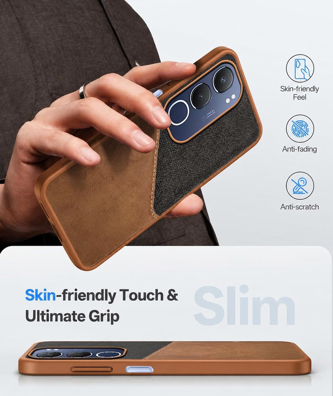 For Vivo Y29 Back Cover Case (Dual PU Leather Stitch | Professional Minimalist | Soft and Flexible)