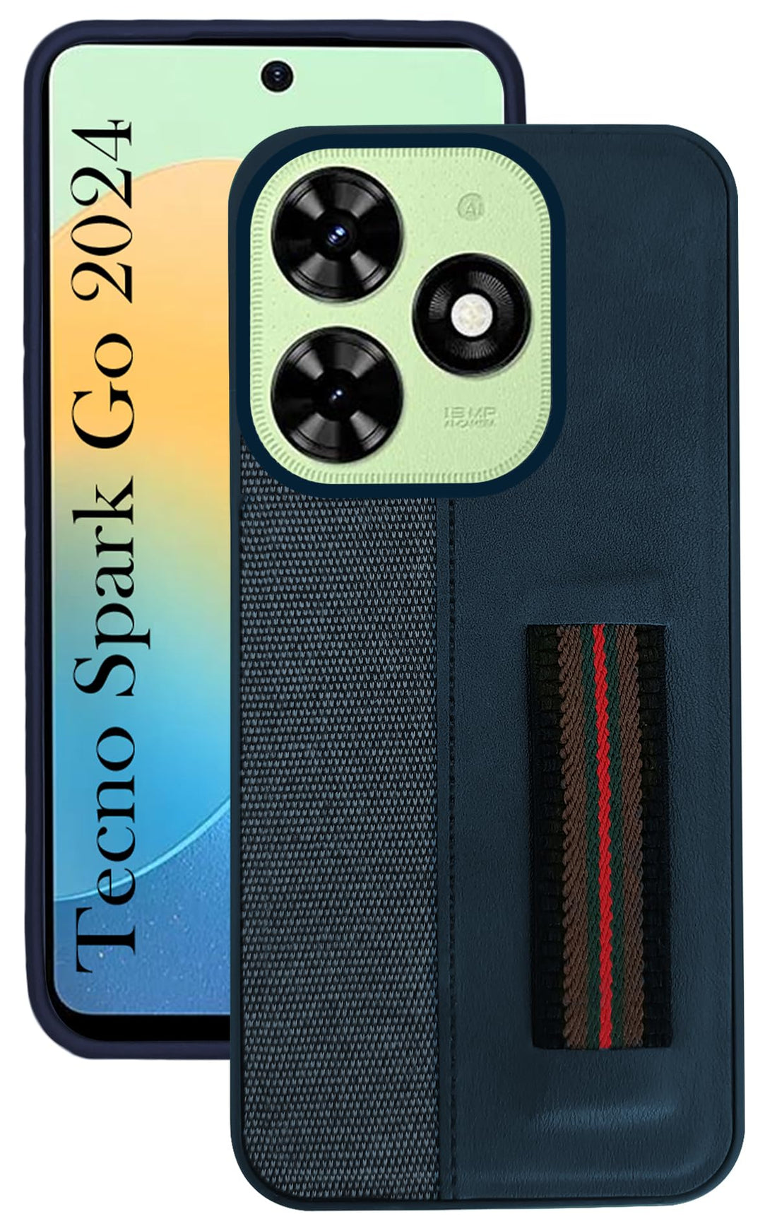 For Tecno Spark Go 2024 Back Cover Case (Professional PU Leather | Strip Chain Holder Socket)