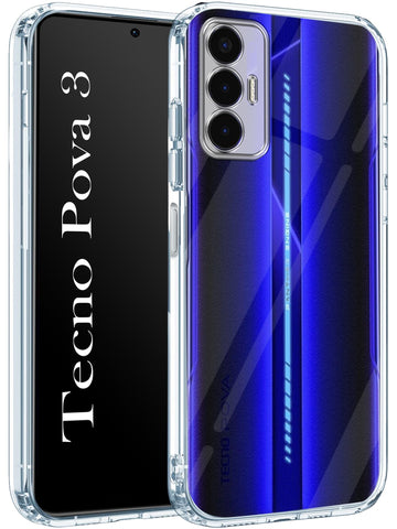 For Tecno Pova 3 Back Cover (Silicone Clear Shockproof Case with Camera Protection | Soft and Flexible)