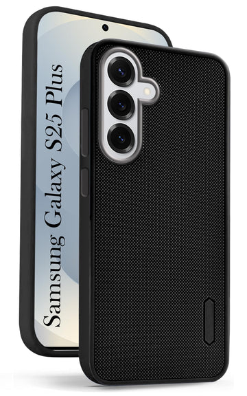 For Samsung Galaxy S25 Plus Back Cover Case (Textured Grip Design | Micro-Fiber Cloth Inside | Slim and Light Weight | Soft Touch and Feel | Black)