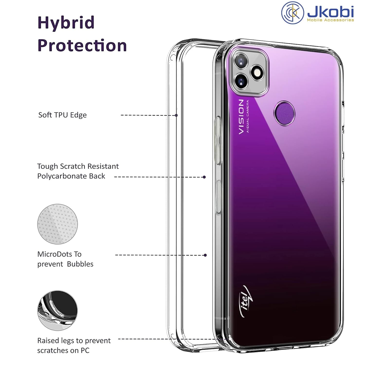 For Itel Vision 1 Back Cover (Silicone Clear Shockproof Case with Camera Protection | Soft and Flexible)