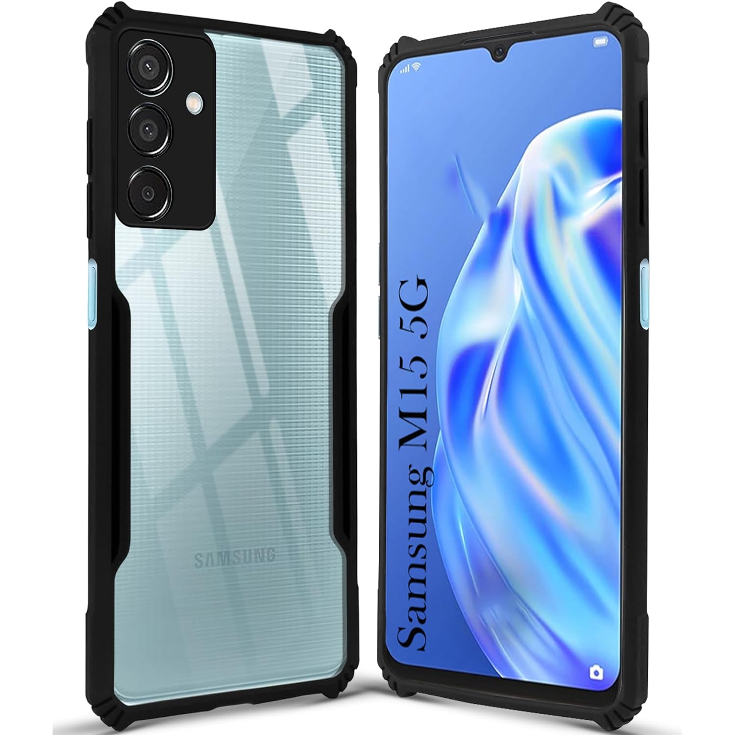 For Samsung Galaxy M15 5G Back Cover Case (Shockproof with Polycarbonate Clear Panel)