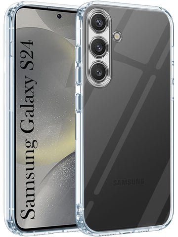 For Samsung Galaxy S24 Back Cover (Silicone Clear Shockproof Case with Camera Protection | Soft and Flexible)