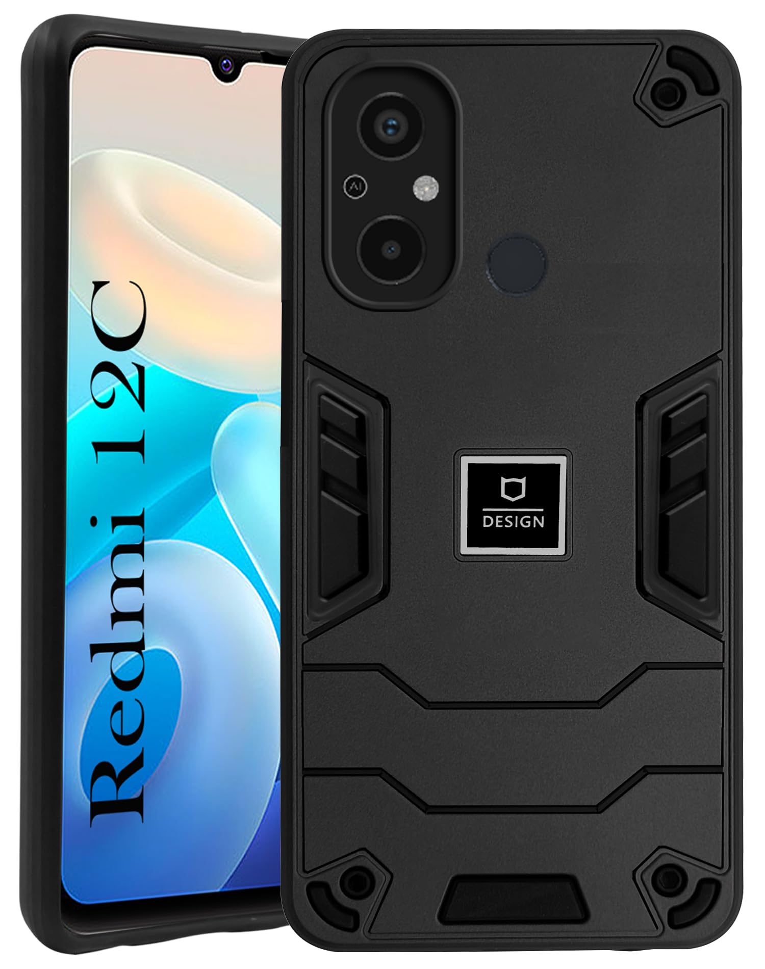 For Xiaomi Redmi 12C Back Cover Case (Lightweight Hybrid Armor Shockproof Polycarbonate)