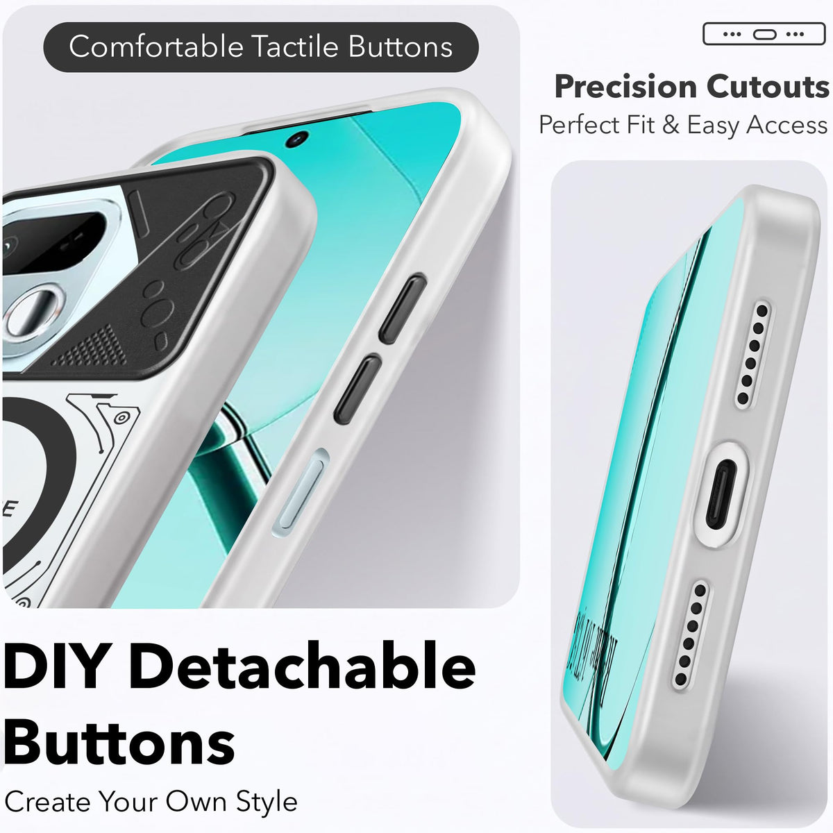 For Realme 16T 5G Metallic Back Cover Case (Metallic Camera Protection & Buttons | Translucent Milky Shade | Hard Polycarbonate)