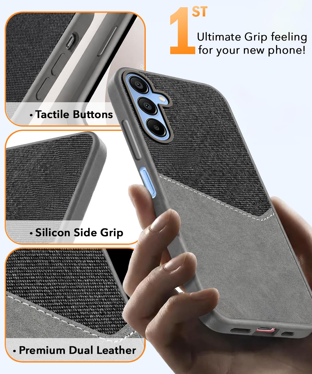 For Samsung Galaxy A15 5G Back Cover Case (Dual PU Leather Stitch | Professional Minimalist | Soft and Flexible)