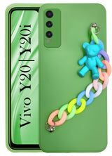 For Vivo Y20 | Y20i Back Cover Girls Case with Bracelet (Wrist Hanging Chain | Teddy Toy Cartoon)