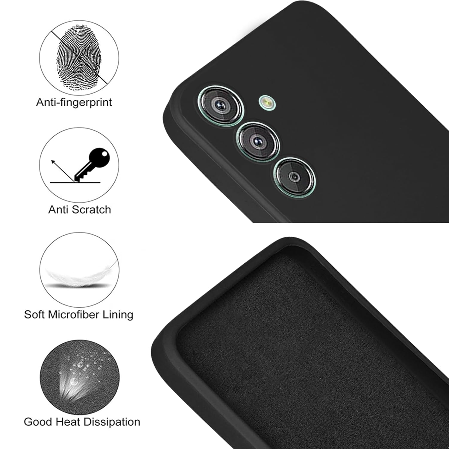 For Samsung Galaxy M15 5G Back Cover Case (Matte Finish Silicone with Inside Fiber Cloth)