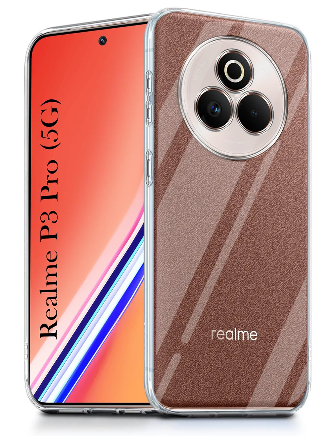 For Realme P3 Pro Back Cover ( Silicone Clear Shockproof Case with Camera Protection and Dust Plugs | Transparent)