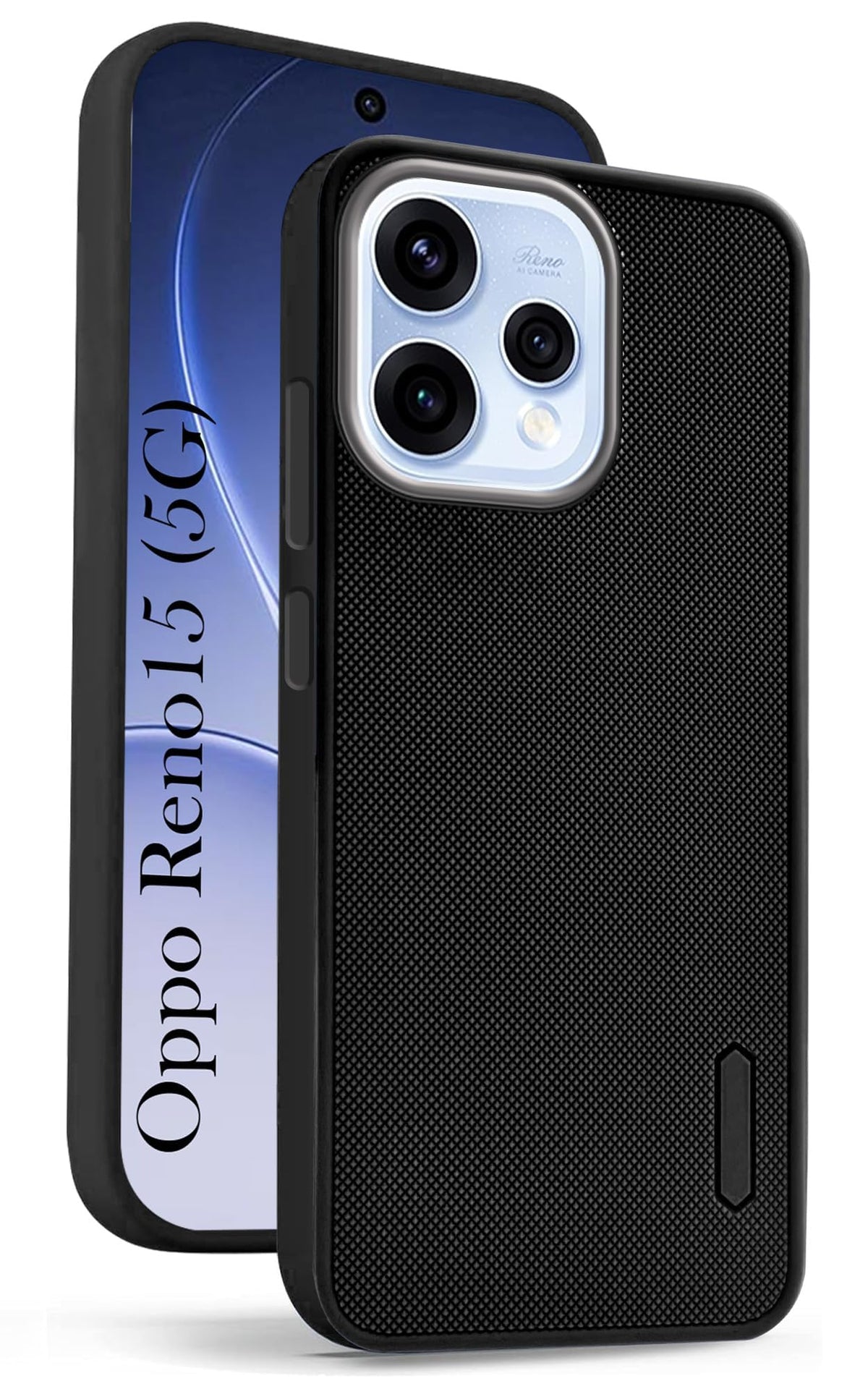 For Oppo Reno15 5G | Oppo Reno 15 5G Back Cover Case Rubberised (Textured Grip Design| Micro-Fiber Cloth Inside | Slim and Light Weight | Soft Touch and Feel)