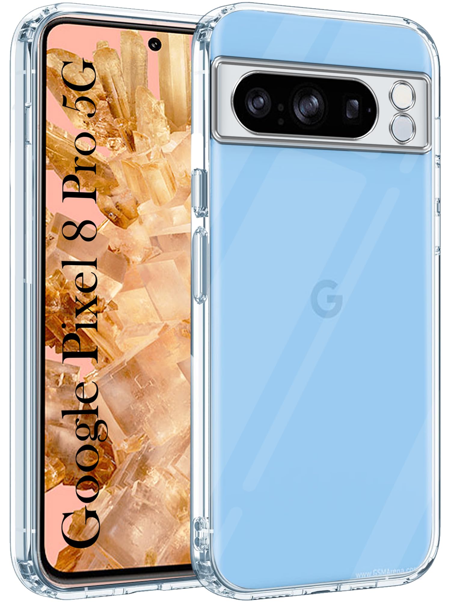 For Google Pixel 8 Pro Back Cover (Silicone Clear Shockproof Case with Camera Protection | Soft and Flexible)