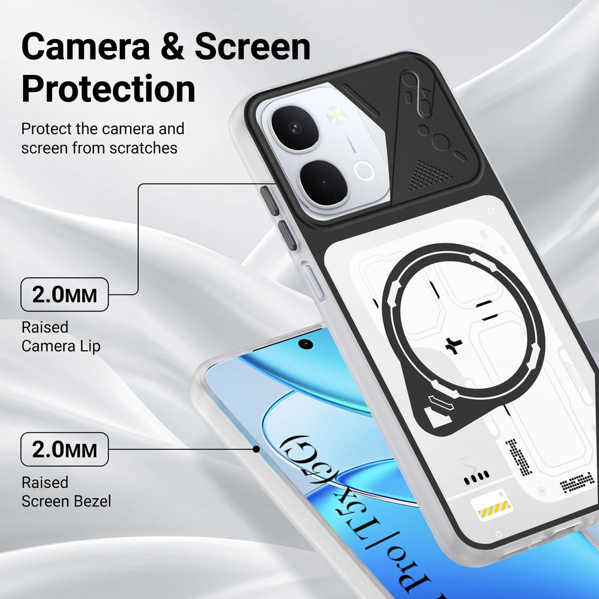 For Vivo Y51 Pro 5G | Vivo T5x Metallic Back Cover Case (Metallic Camera Protection & Buttons | Translucent Milky Shade | Hard Polycarbonate)