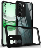 For Realme P3 Lite Hybrid Back Cover Case (Shockproof with Polycarbonate Clear Panel | Professional Black)