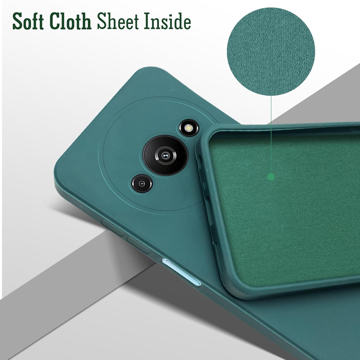 For Xiaomi Redmi A3 Back Cover Case (Matte Finish Silicone with Inside Fiber Cloth)