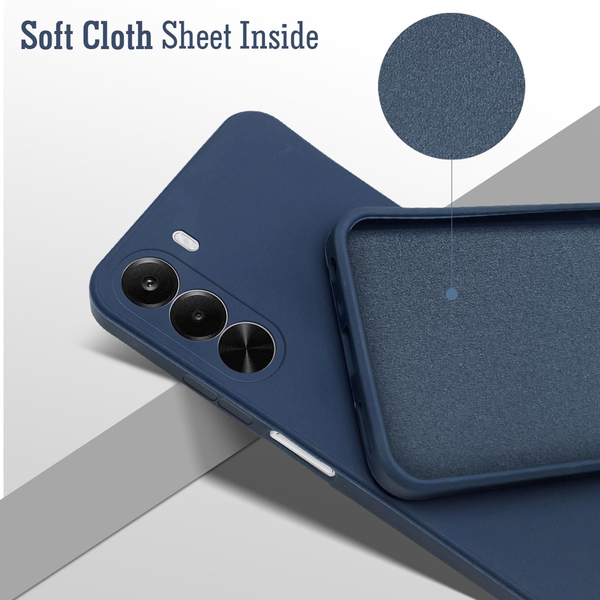 For OnePlus Nord CE 6 Lite Back Cover Case (Matte Finish Silicone with Inside Fiber cloth)