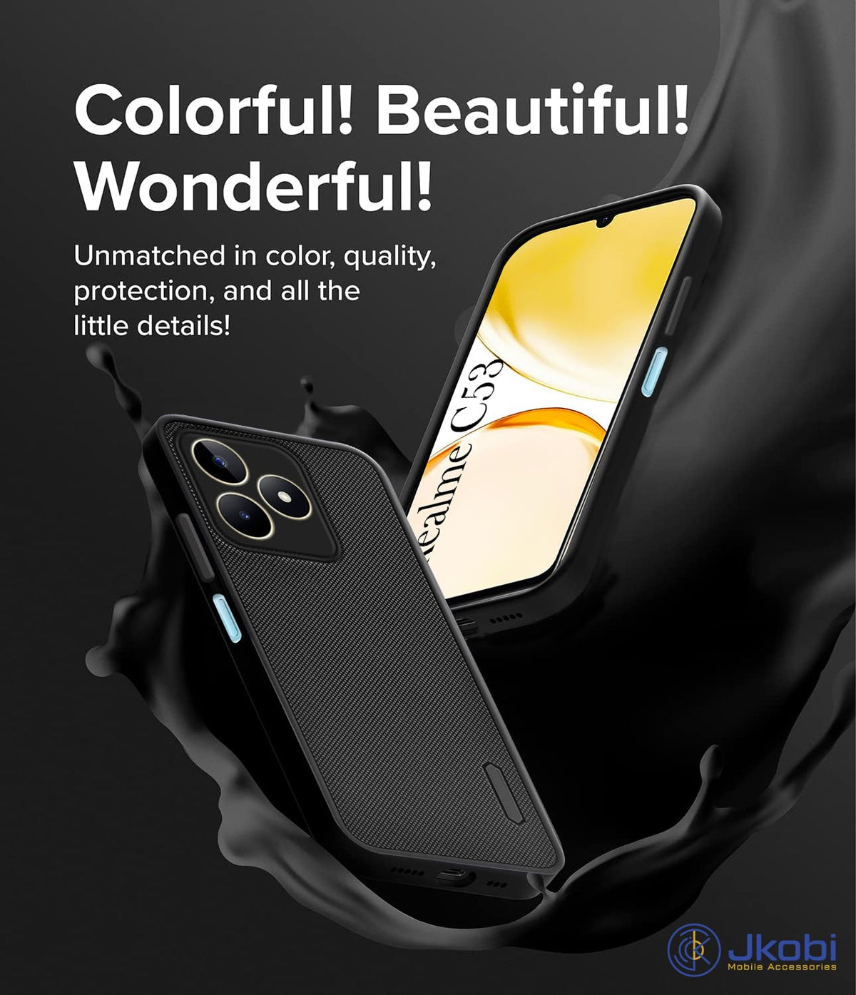 For Realme C53 Back Cover Case Rubberised (Textured Grip Design| Micro-Fiber Cloth Inside | Slim and Light Weight | Soft Touch and Feel)