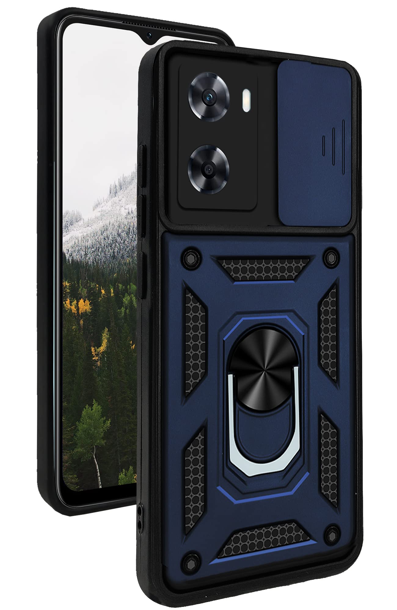 For Oppo A77 4G | Oppo A77s  Back Cover Case (Hybrid Dual Armor Polycarbonate | Carbon Black)
