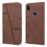 For Redmi 7 | Redmi Y3 Flip Cover Case (Stitched Leather Finish | Magnetic Closure | Wallet Card Slots)