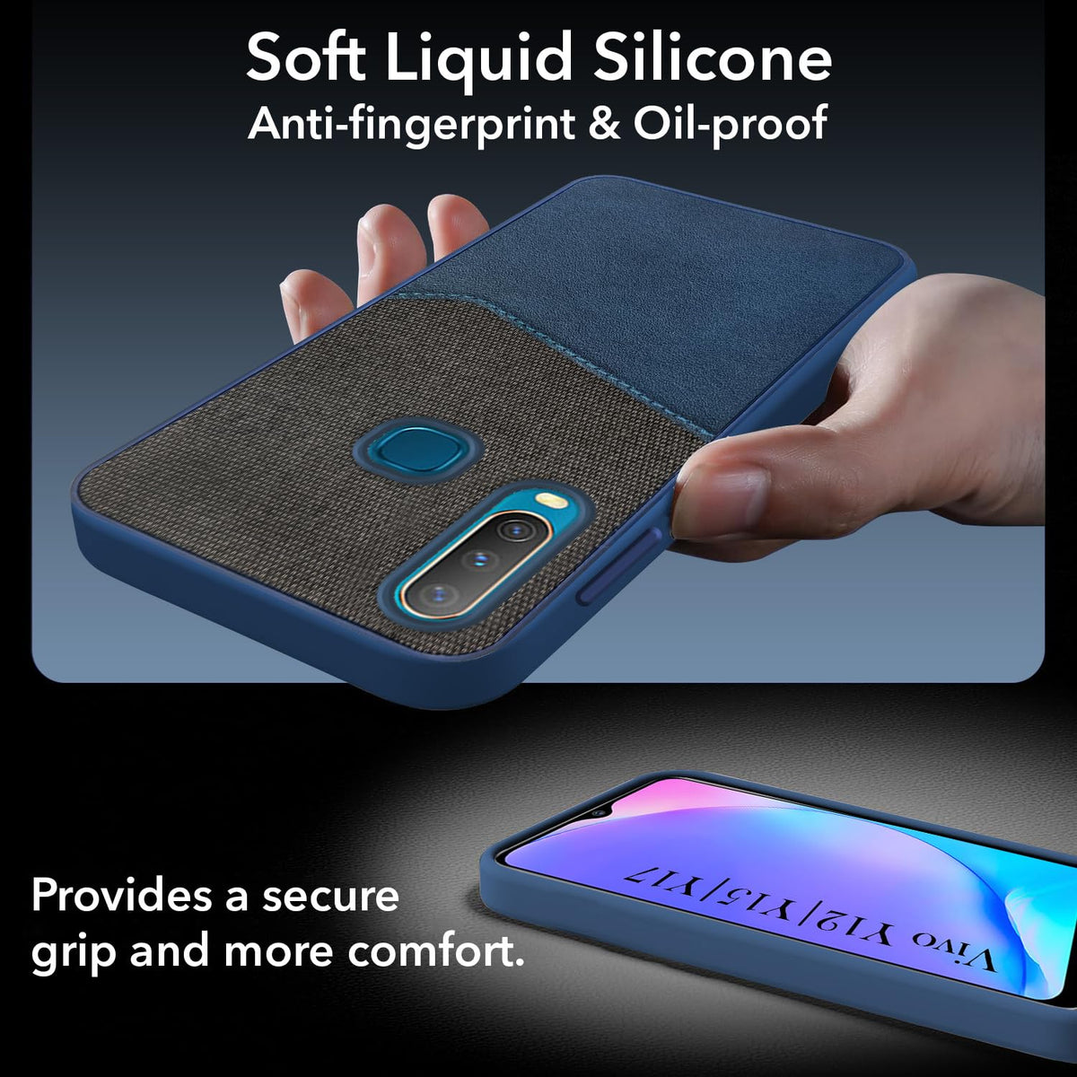 For Vivo Y12 | Y15 | Y17 Back Cover Case (Dual PU Leather Stitch | Professional Minimalist | Soft and Flexible)