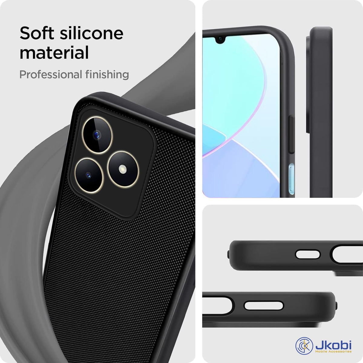 For Realme C51 Back Cover Case Rubberised (Textured Grip Design| Micro-Fiber Cloth Inside | Slim and Light Weight | Soft Touch and Feel)